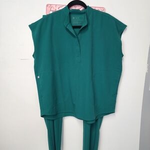 Figs Scrub Set Green Sleeveless Top Medium Large Pants Technical Collecti Unisex